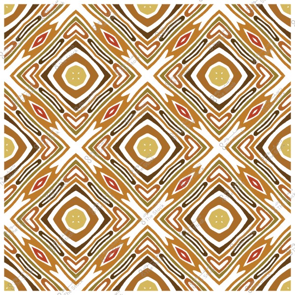 نمط هندسي مكرر بألوان بنية وذهبية تشمل أشكال ماسية وخطوط منحنية.