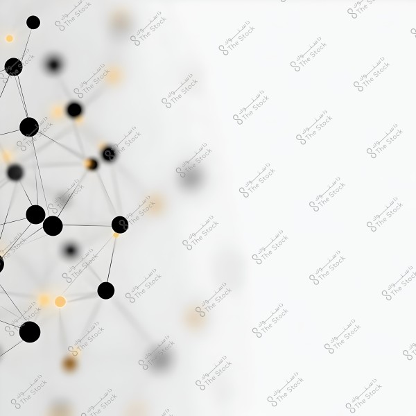 A network of small black dots connected by thin lines against a white background. The dots are arranged randomly, with some dots in orange, adding contrast to the simple and abstract design.