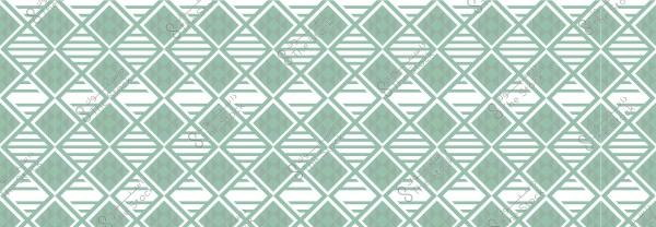 Geometric pattern consisting of light green and white diamond shapes. The shapes are repeated in rows and columns, each featuring an interior design of intersecting lines and shapes.
