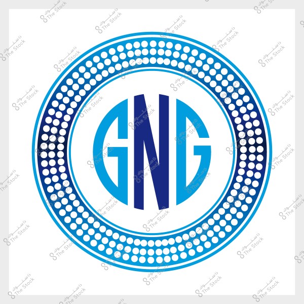 شعار دائري باللون الأزرق يحتوي على حروف "GNG" في المركز مع نمط دائري من النقاط باللونين الأزرق الداكن والفاتح محيط بالحروف.

-