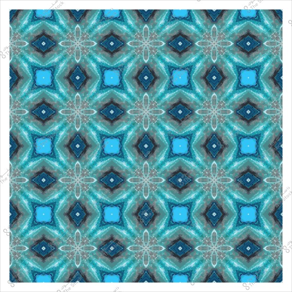 A decorative pattern with blue and white colors inspired by geometric designs.