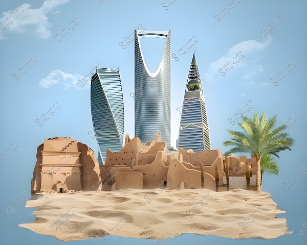 Kingdom of Saudi Arabia skyline with nature