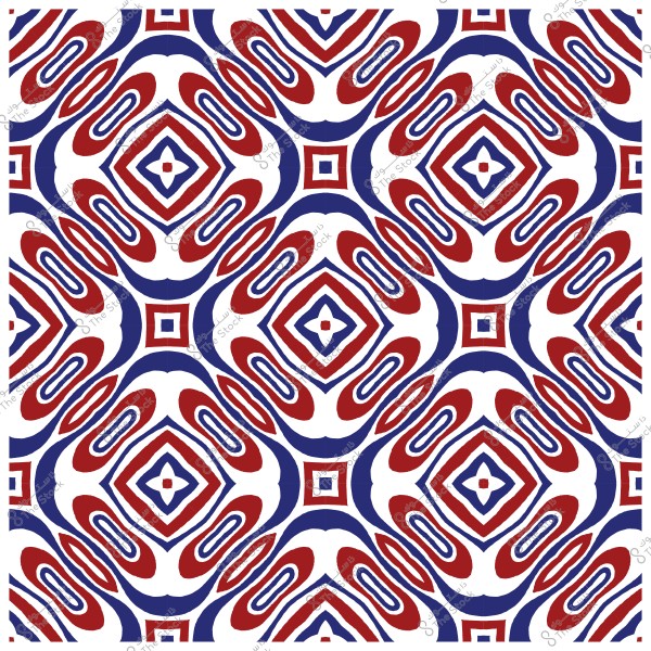 نمط هندسي مزخرف بأشكال مربعة متداخلة بألوان الأحمر والأزرق والأبيض.