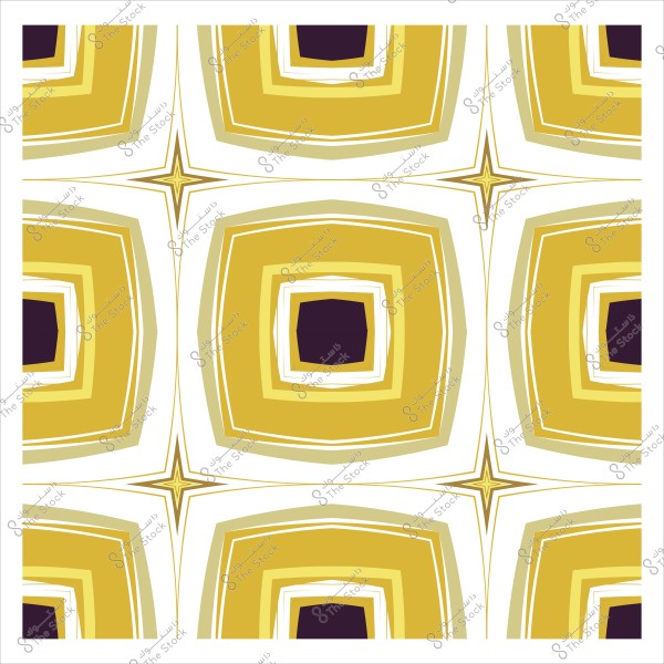 نمط هندسي بألوان صفراء وبنية على شكل مربعات متداخلة.