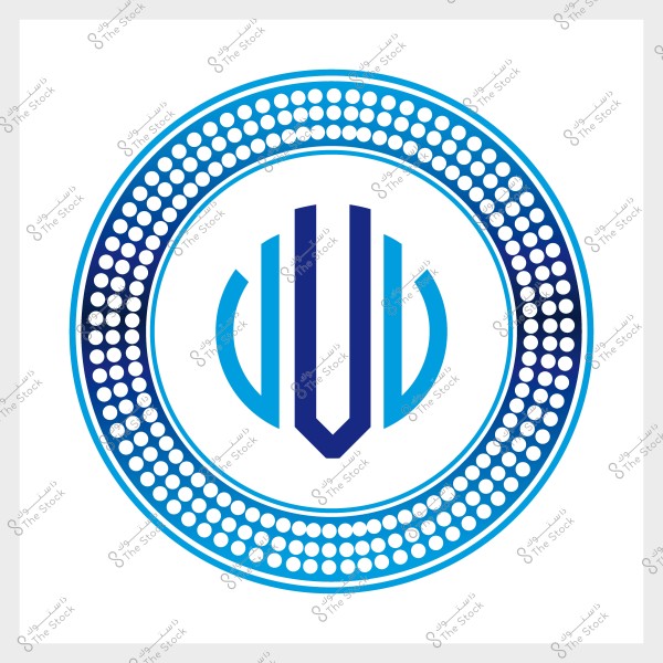 A logo consisting of several circular patterns in a gradient blue color with vertical lines in the center.