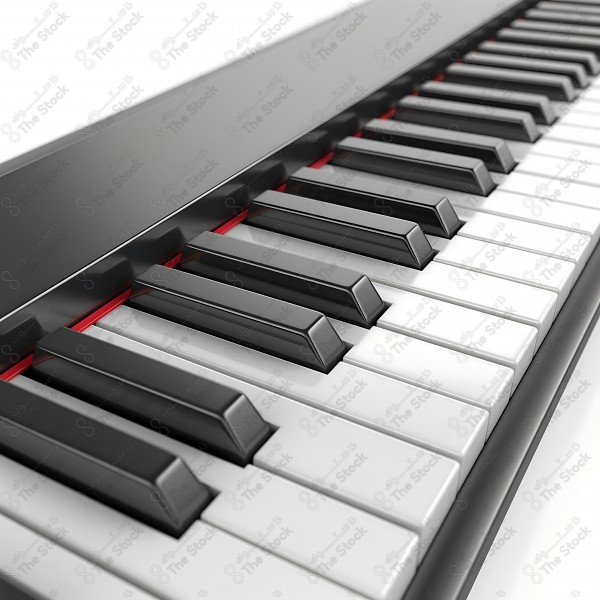 Close-up image of black and white piano keys. by AI