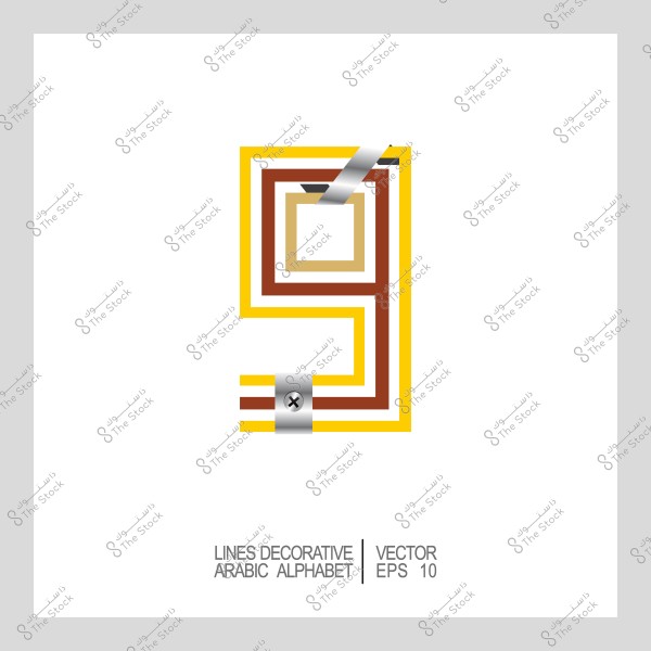 تصميم تجريدي للرقم 9 بخطوط هندسية وبألوان متعددة.