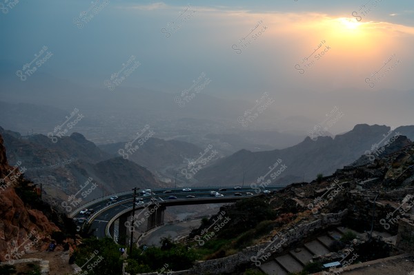 Image of a winding Landscape view of Taif Mountains