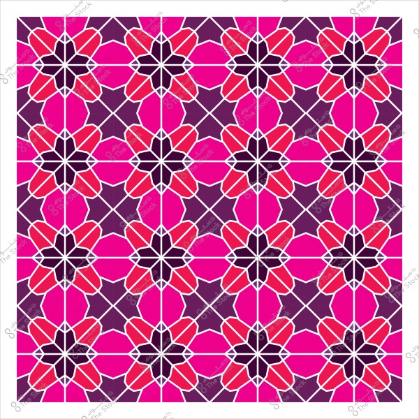 نمط هندسي بتصميم زهري باللونين الوردي والبنفسجي.