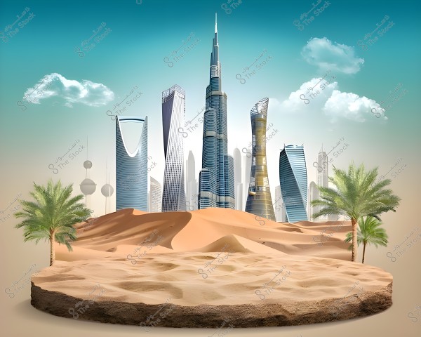 Middle east skyline with nature