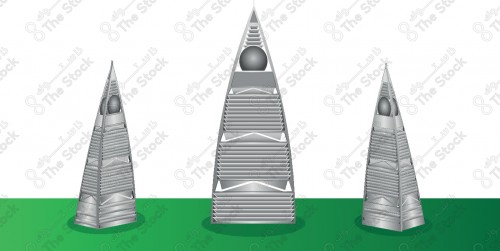 رسمة وتصميم برج الفيصلية في مدينة الرياض في السعودية، معالم الرياض المشهورة، ابراج وناطحات السحاب