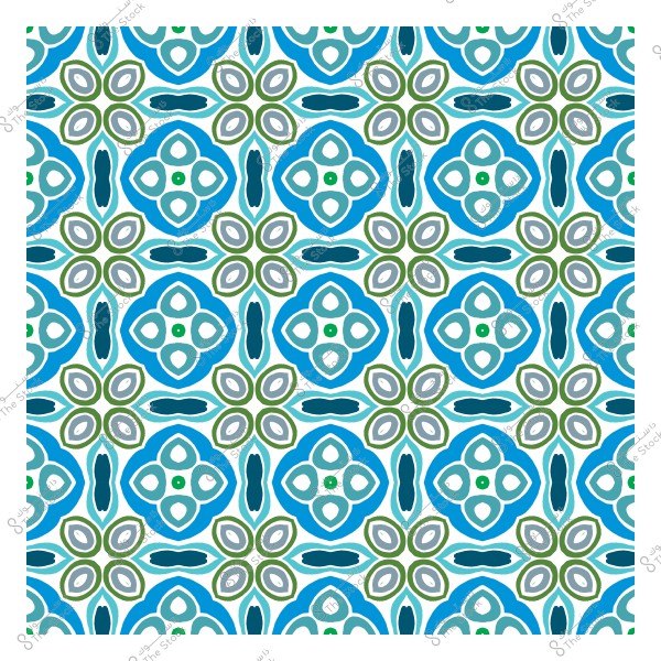 نمط فسيفساء بألوان زرقاء وخضراء ورمادية بأشكال هندسية