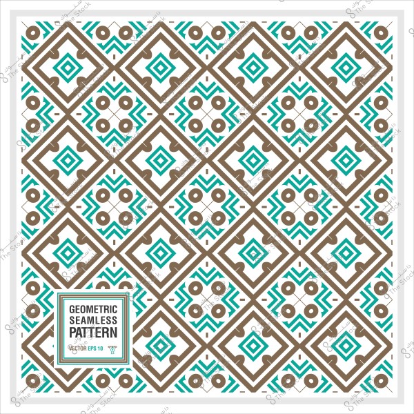 نمط زخرفي متكرر يتضمن أشكالاً هندسية باللونين البني والأزرق السماوي.