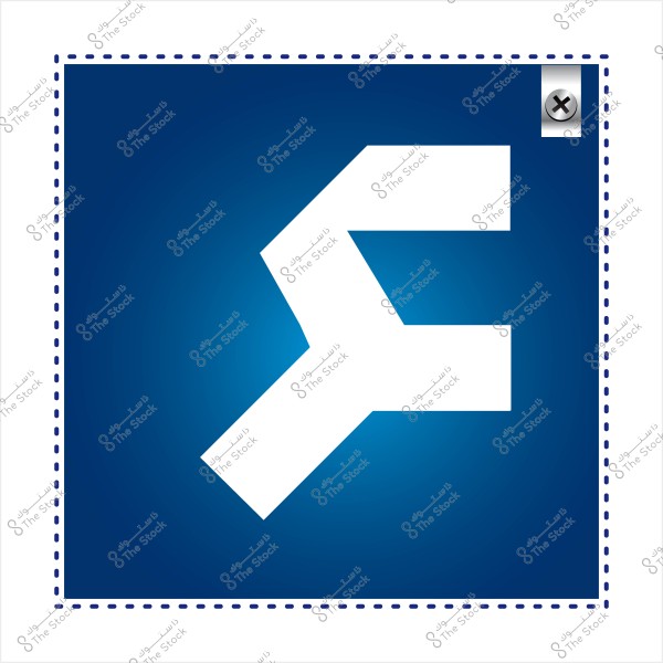 رمز أبيض لطائرة على خلفية زرقاء مع حدود منقطة.