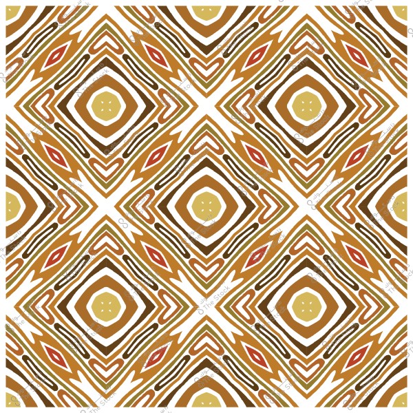 نمط متكرر مكون من أشكال ماسية بنية وبرتقالية على خلفية بيضاء.