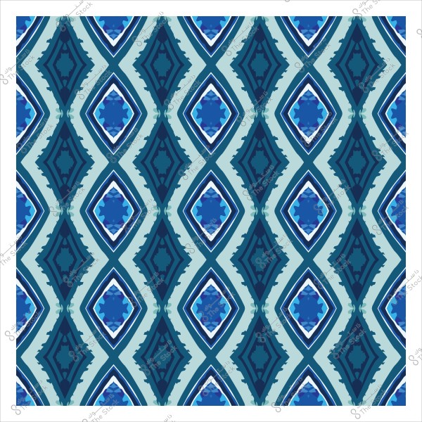 نمط زخرفي بألوان زرقاء وخضراء يتضمن أشكالاً ماسية ومتناظرة.