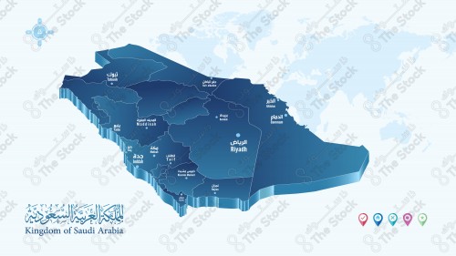 خريطة المملكة العربية السعودية، تجسيم ثلاثي الأبعاد، فيكتور