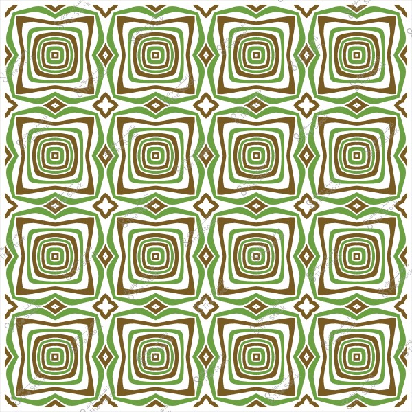 نمط متكرر هندسي بأشكال مربعة وخطوط متعرجة بألوان بنية وخضراء.