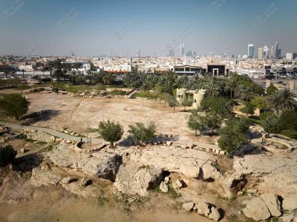 A professional aerial photo highlighting the beauty of buildings and streets in the city of Riyadh.