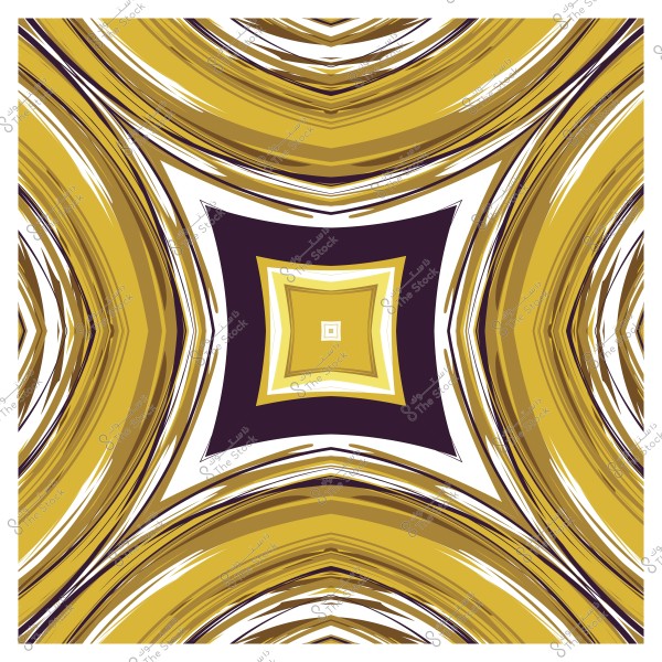 تصميم هندسي متماثل يحتوي على أشكال مربعة باللونين الأصفر والبني.