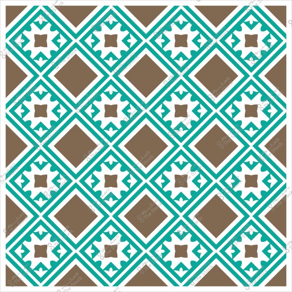 نمط هندسي مكون من مربعات ومعينات بألوان بني وأزرق فاتح.