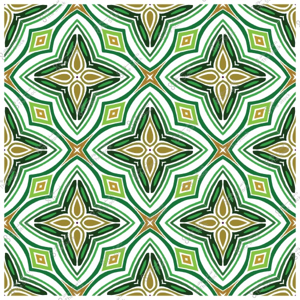 نمط زخرفي متماثل بألوان خضراء وبنية, يشكل تصميمات هندسية متقاطعة.