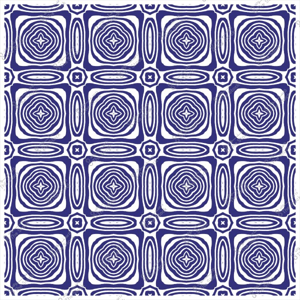 نمط هندسي متماثل بأشكال مربعة دائرية ومتكررة بلونين هما الأبيض والأزرق الداكن.