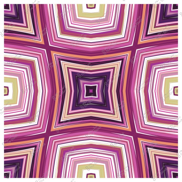 تصميم هندسي متماثل بألوان وردية, بنفسجية, وبرتقالية بشكل مربعات متداخلة.