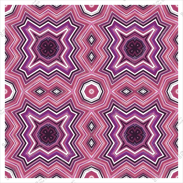 A geometric pattern with symmetrical and repetitive pink and purple colors.