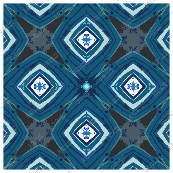 نمط هندسي بأشكال مربعة ومتكررة بألوان الأزرق الداكن والفاتح.