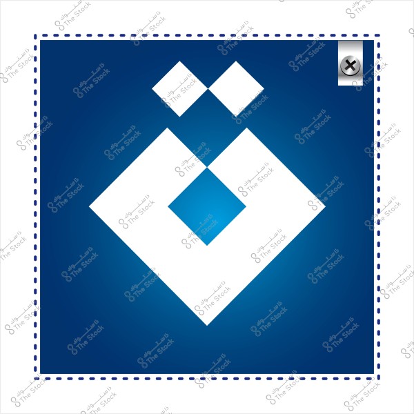 تصميم هندسي مكون من أشكال مربعة بيضاء على خلفية زرقاء.