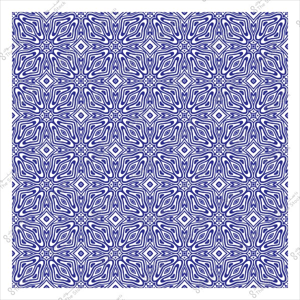 نمط زخرفي أزرق وأبيض يحتوي على عناصر هندسية متكررة.