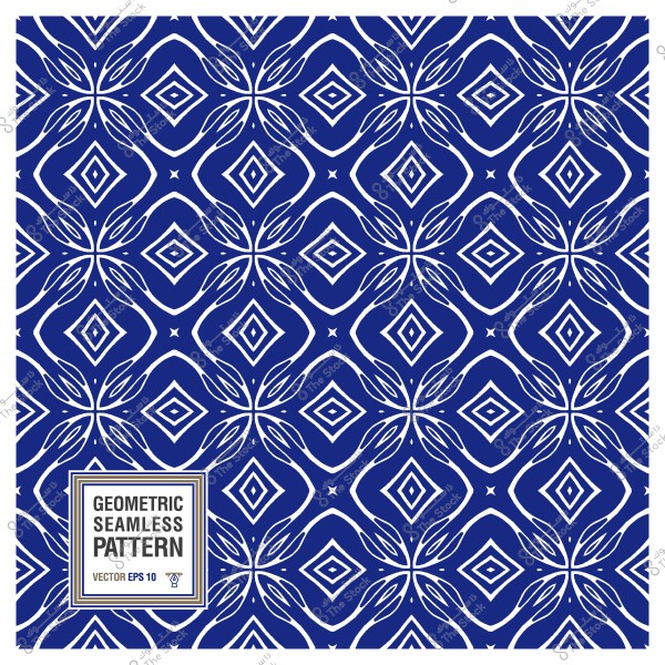 نمط هندسي متكرر باللون الأزرق الداكن والأبيض مع أشكال ماسية.