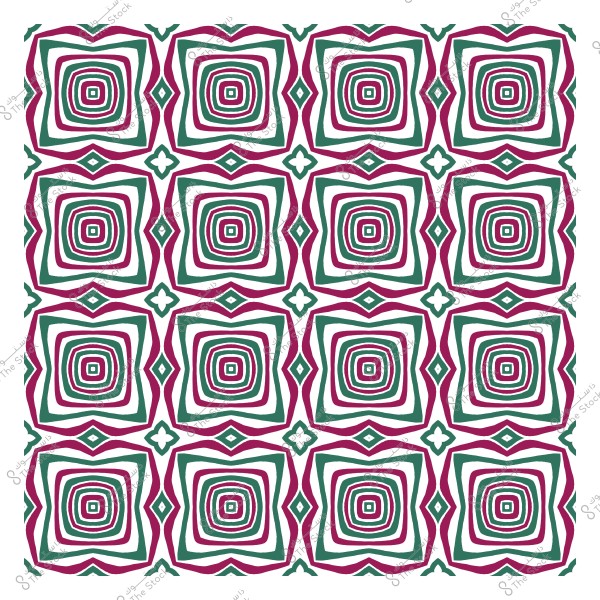 نمط هندسي مكون من مربعات متموجة باللونين الأخضر والأحمر.