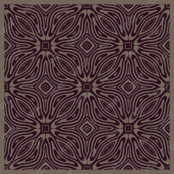 Geometric decorative pattern in dark brown and gray with symmetrical repeating shapes.