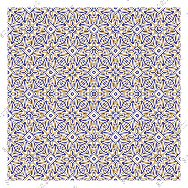 نمط زخرفي عربي تقليدي بألوان الأزرق والذهبي.