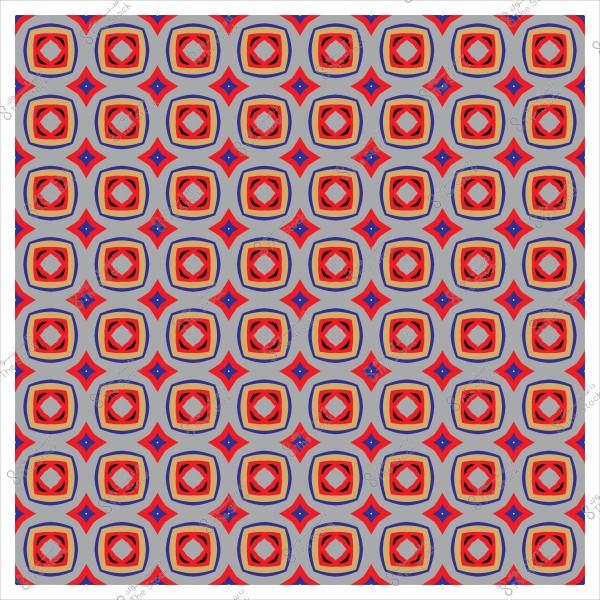 نمط هندسي ملون يشمل مربعات متداخلة وأشكال ماسية, بألوان الأحمر والأزرق والرمادي.