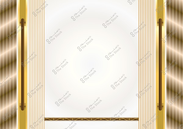 A blank card frame with an ornate gold design on the sides, featuring vertical gold lines on a white background. The design showcases a luxurious frame with elegant details.
