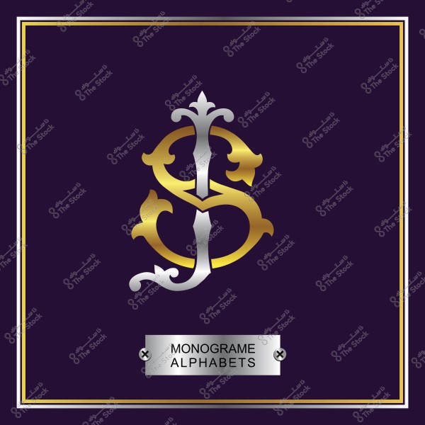 Ornate monogram featuring the letters \"S\" and \"J\" with gold and silver effects on a black background.