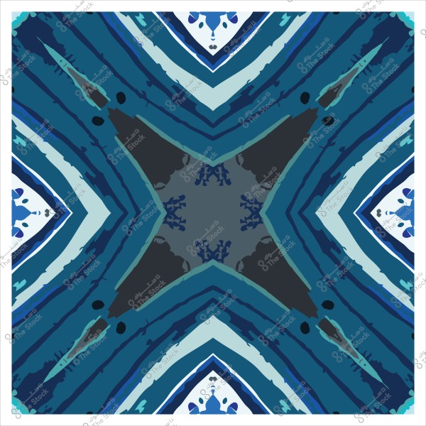 Symmetrical geometric pattern in blue shades with a star shape in the center.