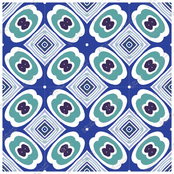 نمط هندسي مزخرف بألوان زرقاء وخضراء وبيضاء وأرجوانية.