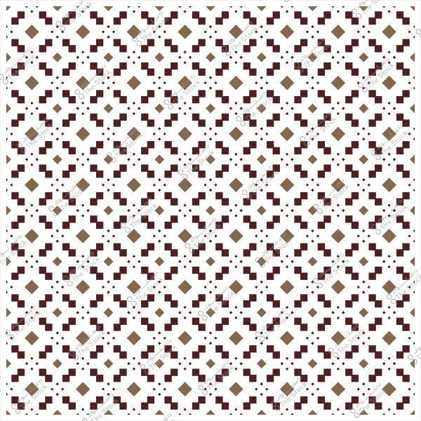 نمط هندسي بأشكال مربعة ومعينية بألوان بنية وبيج على خلفية بيضاء.