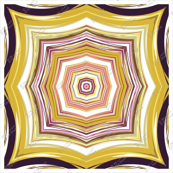 نمط هندسي تجريدي بالألوان الذهبية والبنية بتأثير ثلاثي الأبعاد.