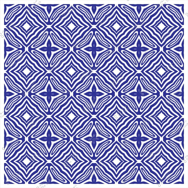 نمط هندسي أزرق على خلفية بيضاء يتكرر في شكل متناسق.