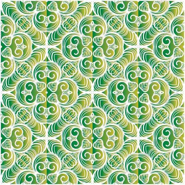 نمط زخرفي هندسي يتميز بتصميم متكرر باللونين الأخضر والذهبي مع لمسات بيضاء.