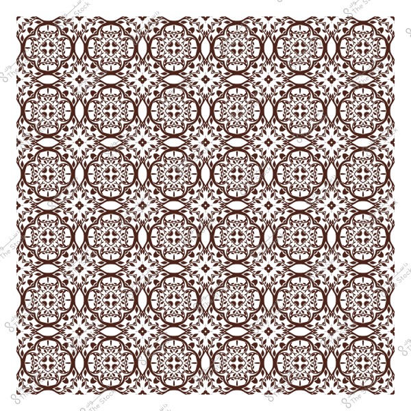 نمط زخرفي هندسي بني بتفاصيل معقدة على خلفية بيضاء.