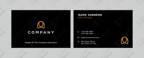 Modern business card design, company contact card, black color two sides, personal card.