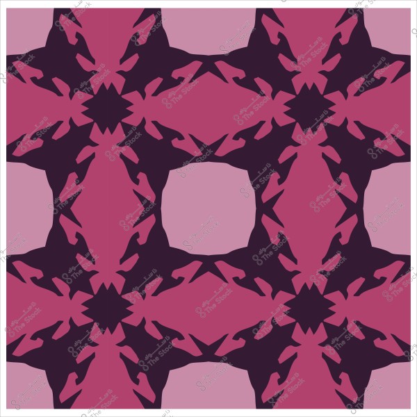 نمط هندسي متماثل بألوان وردية وبنفسجية يشكل تصميمًا زخرفيًا معقدًا.