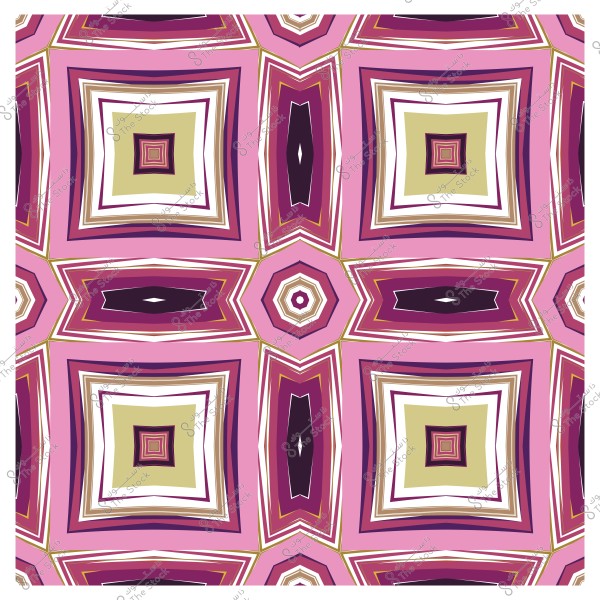 نمط هندسي متماثل بألوان وردية وأرجوانية وزيتونية يتكرر في تصميم زخرفي.