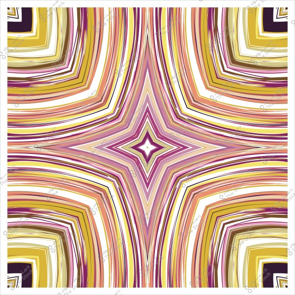 A colorful geometric pattern composed of overlapping lines in yellow, orange, and pink, forming a star shape in the center.